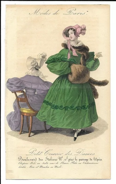 Petit Courrier Des Dames   Modes De Paris   Regency Fashion Plate  1831  848