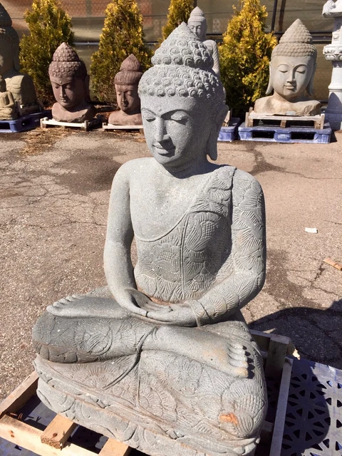 lava stone Buddha japanese landscape garden hand carved  Bali STATUE