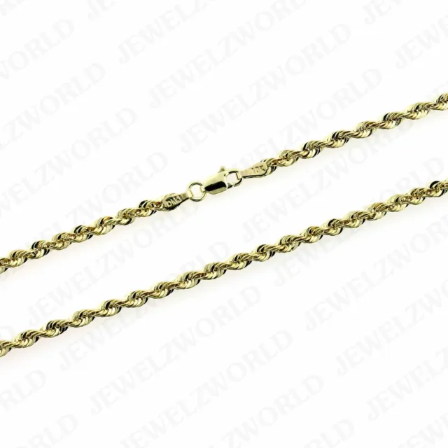 Véritable collier en or jaune 10K chaîne corde en or 2,5 mm 16" 18" 20" 22" 24" 26" 30" 2
