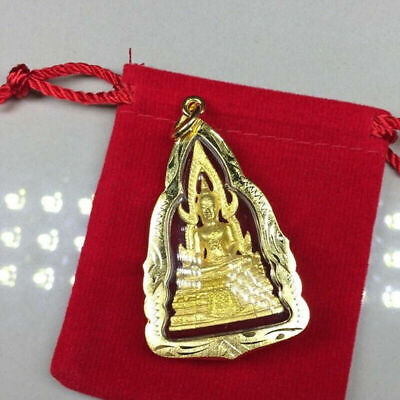 Phra Chinnarat Buddha Gold Plated Micron Pendant Holy Thai Buddhist Amulet Charm