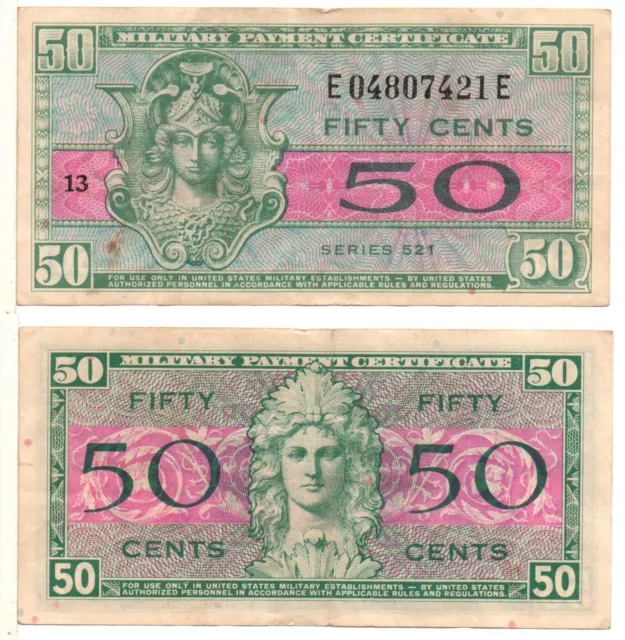 UNITED STATES - 50 Cents MPC (Series 521) 1952, Very Fine