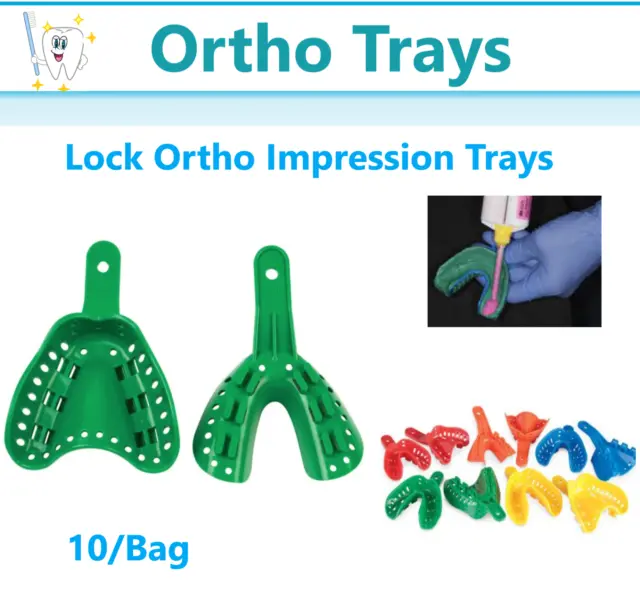 Dental Ortho Impression Trays Alginate Lock Disposable, Child/Pedo, Adult, 10/Bg