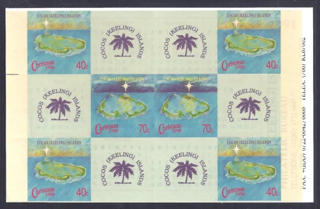 1990 Cocos Islands Christmas $3 Booklet Fine Mint Mnh/Muh