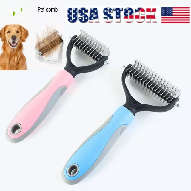 Pet Dogs Cat Hair Removal Comb Double-sided Detangler Dematting Pet Brush Tool