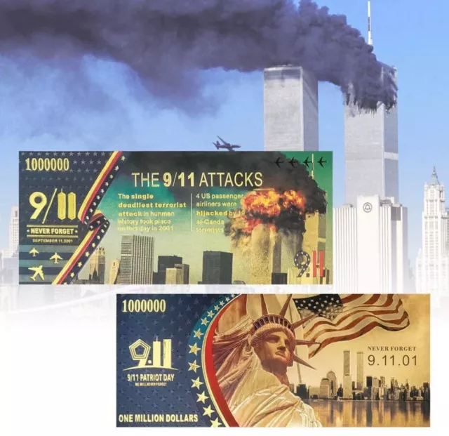 9/11 The World Trade Centre Attack Gold Foiled Bank Note / Coin Collectors Item