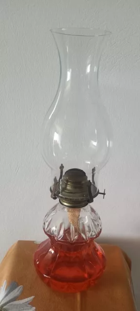 Kerosene Large Clear Glass Oil Lamp Body Burner Chimney Lamplight Farms USA 1978