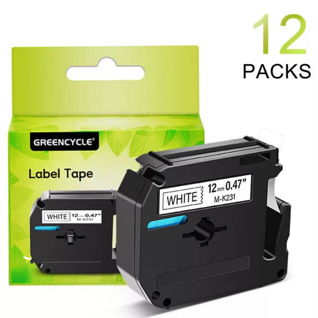 M-K231 Compatible Brother PT-80 PT-85 PT-65 PT-90 P-Touch Label Maker Tape 12PCS