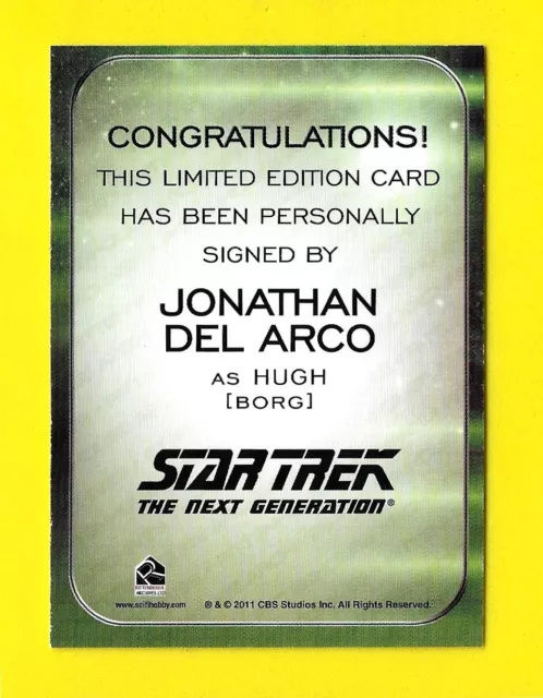 2014 Star Trek Aliens Autographe Jonathan Del Arc As Borg Hugh 2