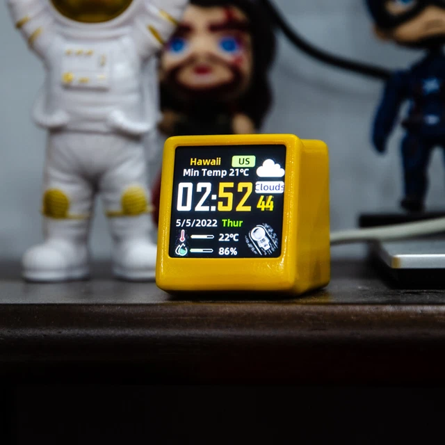 Digital Analog Alarm Clock Multi-function WiFi Clock As Cool Gift (Yellow) 2