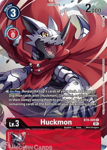 BT6-009 Huckmon seltene Folie alternative Kunst Digimon Karte: PB13: Royal Knights Mülleimer