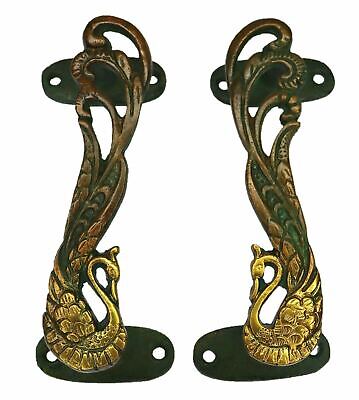 Peacock Shape Antique Victorian Style Handmade Brass Door Handle Pair Home Décor