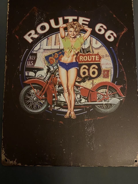 Close Up Specchio Route 66 Red Bike – Stile Americano Per La Tua Parete