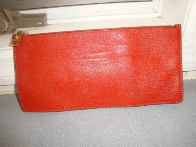 Exc Coach Persimmon Saffiano Leather Zip Case Logo Embossed Exterior 9.75"X4.5"