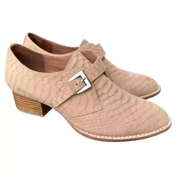 Jeffrey Campbell Bucanan Oxford Shoes Beige Tan Brown Animal Embossed 8.5