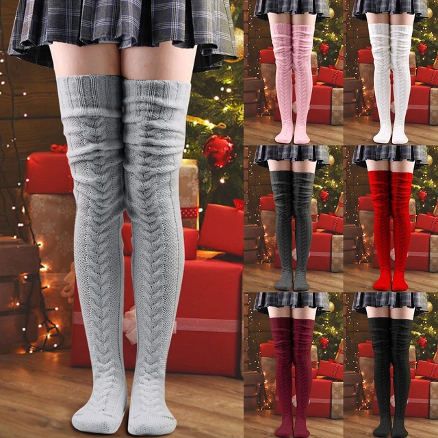 Knit Leg Stocking Thigh Long Warmers Knee Cable Women Boot Socks Over Extra
