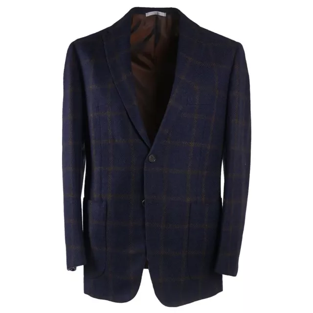 Mauro Blasi Napoli Slim-Fit Dark Blue Check Soft-Woven Wool Sport Coat 42R Eu52