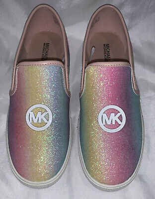 New Michael Kors Ombre Pastel Glitter Slip On Sneakers Girls Sz 5  Womens Sz 6.5