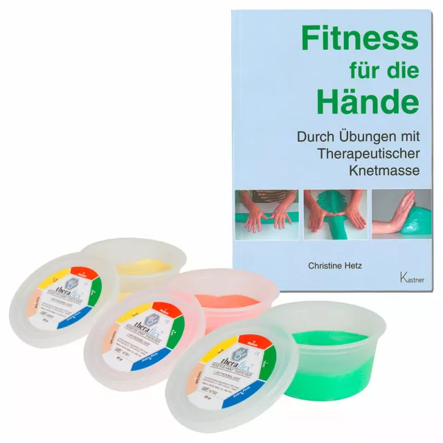 Theraflex Therapie-Knetmasse Pâte de Thérapie Pétrir 85g 3er Set Inclus Livre