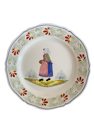 G7 Assiette Creil Napoléon III Bretagne Bal breton Quimper 12 août 1858 bleu 