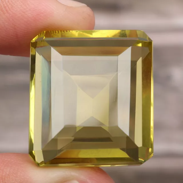 Faceted Yellow Citrine 77.55 Ct. Emerald Cut Brazilian Loose Gemstone GS-303