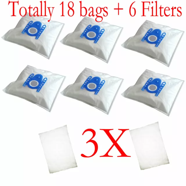 18x Vacuum Cleaner Bags & 3 Filters For Siemens Bosch GL30 GL40 GL50 BSG7 Series