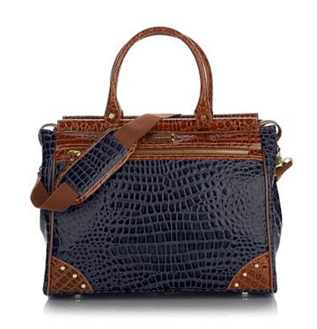 Samantha Brown Croco-Embossed Dowel Travel Bag (NAVY) RARE Old Stock