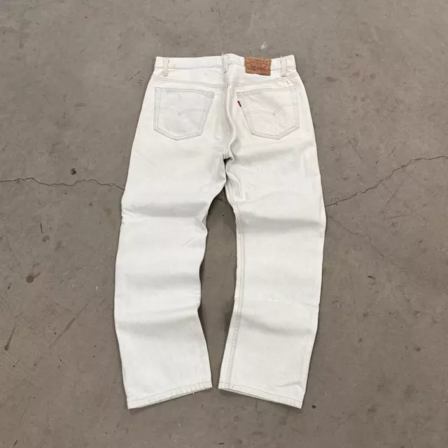 Vintage 90s Levi's 501 Jeans Size 32x28 White USA Made Distressed Yellowing