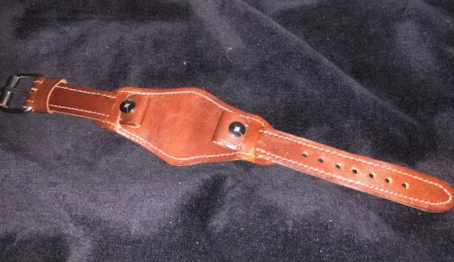 18mm handmade leather WW1 WW2 military trench aviator bund watch strap cuff band