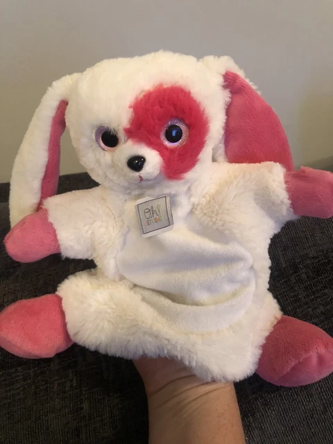 Oh Studio White Pink Rabbit Hand Puppet Marionette Baby Comforter Soft Plush Toy