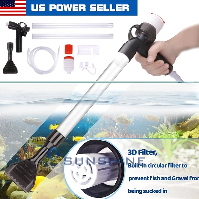 Extended Aquarium Fish Tank Siphon Pump Vacuum Gravel Water Filter Cleaner Pipe