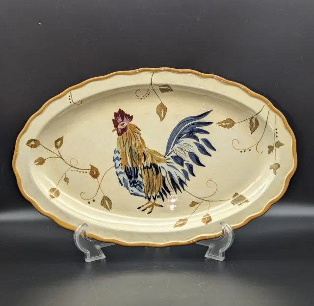 Large Oval Rooster Serving Platter Whole Home Canterbury Rooster Farmhouse Decor