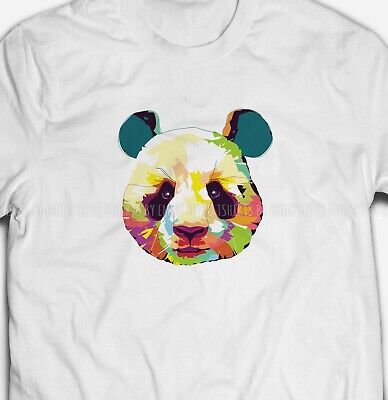 Funny Cute Panda Bear Animal Nature 100%Cotton Premium Unisex Mens White T-shirt