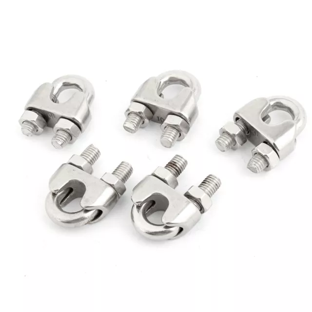 5 Pcs Câble En Acier Inoxydable Pince Clip Pour Ton Argent 10Mm Câble Métallique