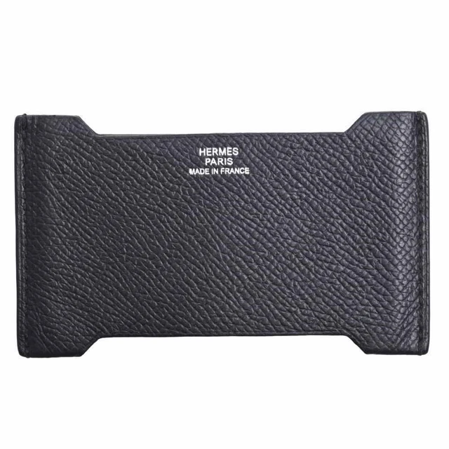 HERMES Veau Epsom Manhattan Card Case - Black 605561