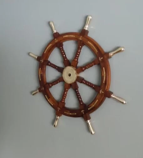 Large Boat Steering Helm 36" Wood Ship Wheel Wooden Nautical Captains Decor Gift