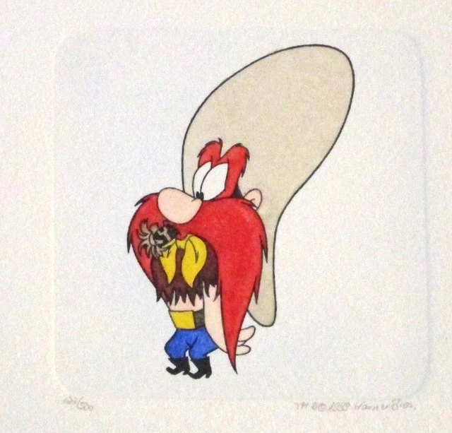 Yosemite Sam Hand Painted Limited Ed Art Etching Looney Tunes Warner Bros 1999