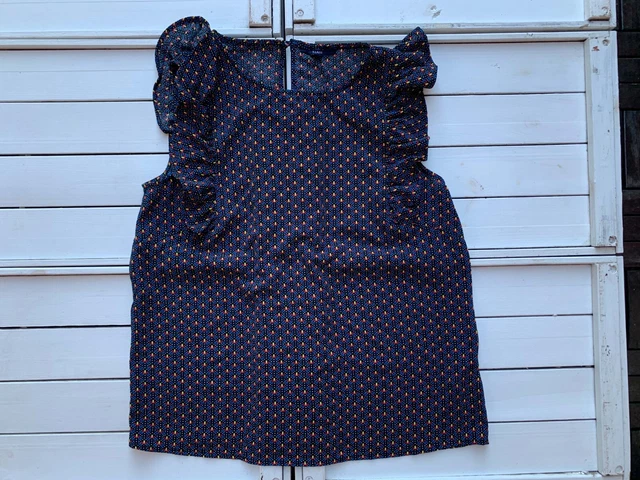 CAMICIA DONNA SMANICATA Kiabi Tg. 42 44 M Blu Decorazioni Nuova