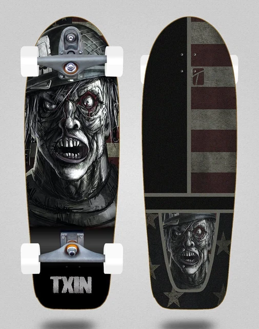 Txin surfskate with Glutier T12 Surf Skate Trucks - Zombie Nation 30.5