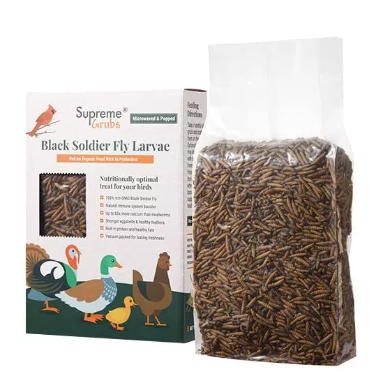 1lbNatural Black Soldier Fly Larvae for Chickens,85X More Calcium Than Mealworms