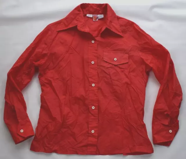 SKYR Scandia Trading Co Vintage Red Long Sleeve Nylon Shirt Womens L (Fit Tip:M)