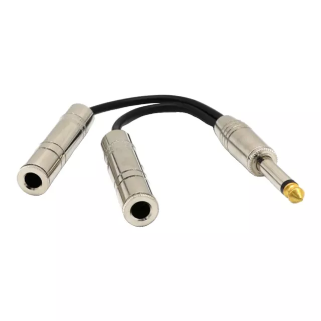 8" Long 6.35mm Stereo Male to Dual 6.5mm Mono Female Audio Y Splitter Cable