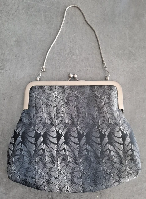 Sac Minaudière Vintage à Soufflet En Résine, Cuir Et Nacre - Style Rétro Années 50-60 - Très Bon état - Fait Main En France