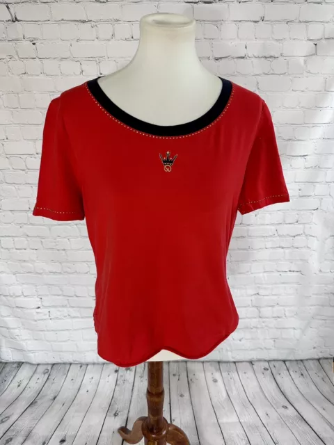 St. John Sport Womens Jersey Blouse Stretch Red Medium