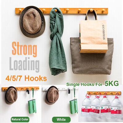 Wooden Coat Hanger Wall Mounted Rack Rail Bamboo Shelf Clothes Hat Towel  CN