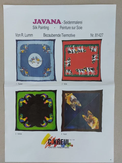 Seidenmalerei - Motive für Tücher 90x90 cm - bezaubernde Tiermotive