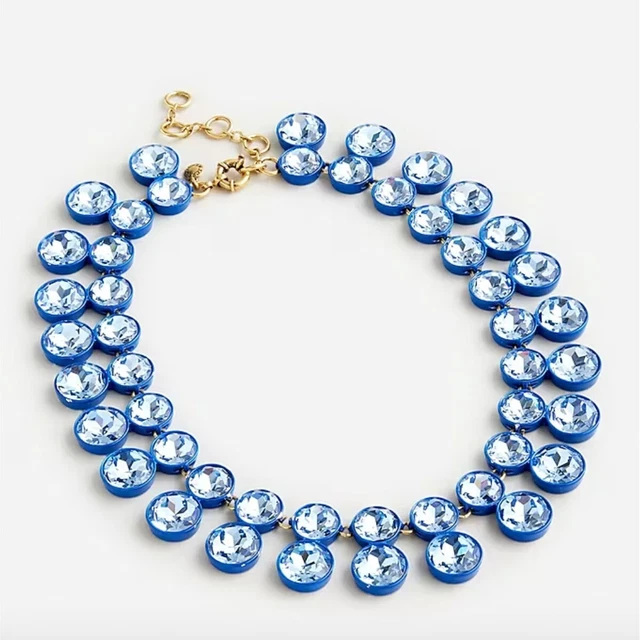 J Crew NWT $98 Sparkly Double-Drop Crystal Brûlée Necklace in Tidewater Blue J Crew NWT $98 Sparkly Double-Drop Crystal Brûlée Necklace in Tidewater Blue