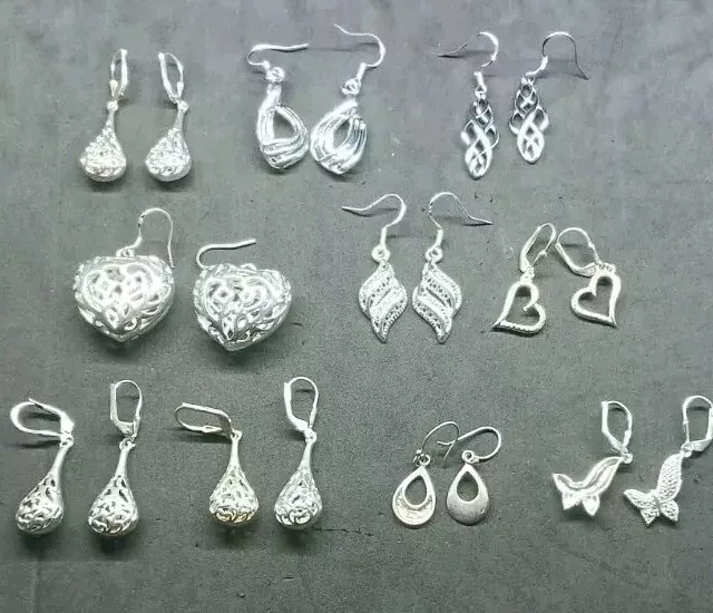 .925 sterling silver earrings  (Stamped) 10 Pair