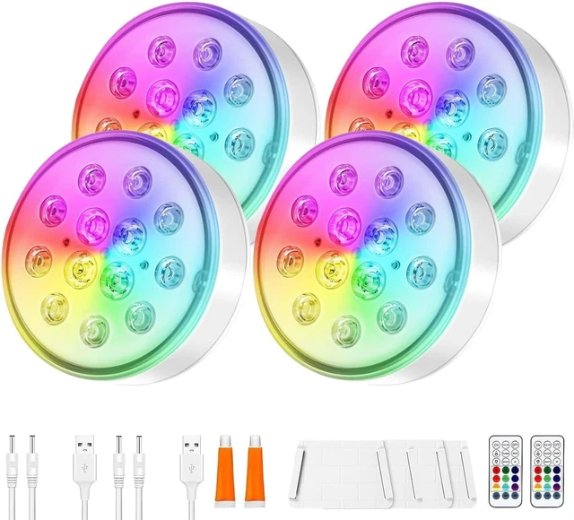 Various Led Lights POOL LIGHTS, 4 Pack Rechargeable Submersible LED Lights with Remote £43 ...