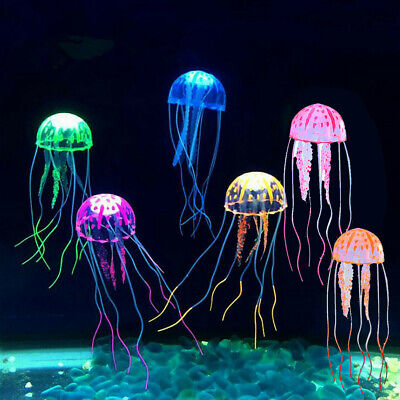 8PCS Jellyfish Aquarium Decoration Artificial Glowing Effect Fish Tank Ornament