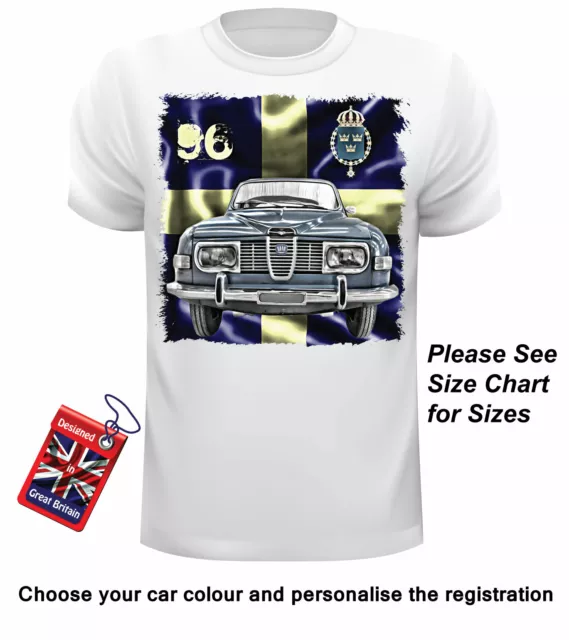 Car Art Design Classic SAAB 96 T Shirt Can Be Personalised Unofficial